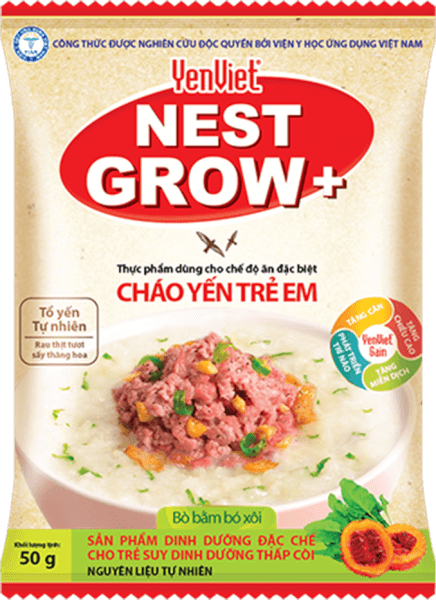 Cháo Yến Trẻ Em YenViet Nest Grow - Bò Bằm Bó Xôi 50g