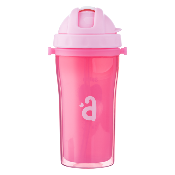 Bình tập uống cách nhiệt Animo (340ml, hồng, dây đeo, RK3415)