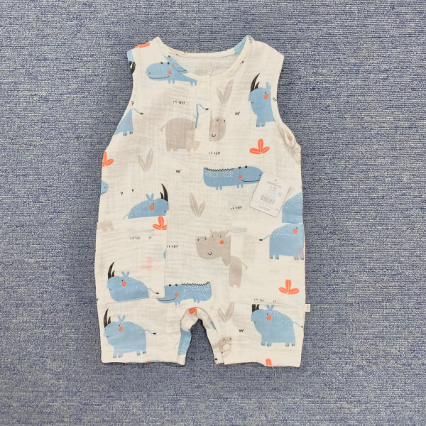 Body bé trai đùi Animo B0122001 (3-6M,Xanh họa tiết)