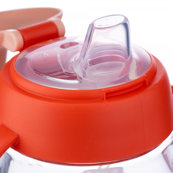 Bình tập uống núm silicone Animo (đỏ, 180ml, RK-B1042)