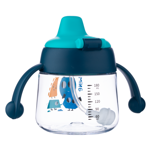 Bình tập uống núm silicone Animo (xanh, 180ml, RK-B1042)