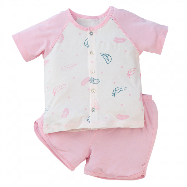 Bộ ss tính năng ngắn, vải modal Bst Thiên nga Animo BMC822070 (6-9M,Hồng)