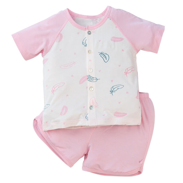 Bộ ss tính năng ngắn, vải modal Bst Thiên nga Animo BMC822070 (6-9M,Hồng)