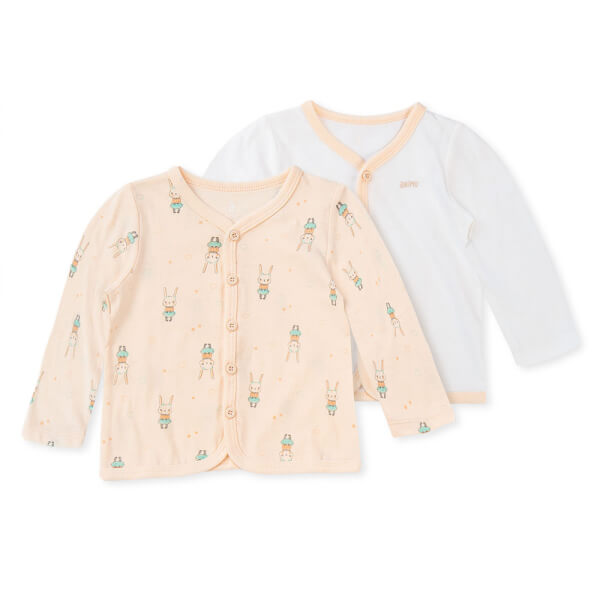 Cặp áo ss cài giữa tay dài Animo NB422053 (3-6M,cam-trắng)