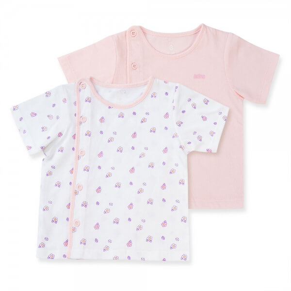 Cặp áo ss cài chéo tay ngắn Animo NB422051 (3-6M,hồng-trắng)