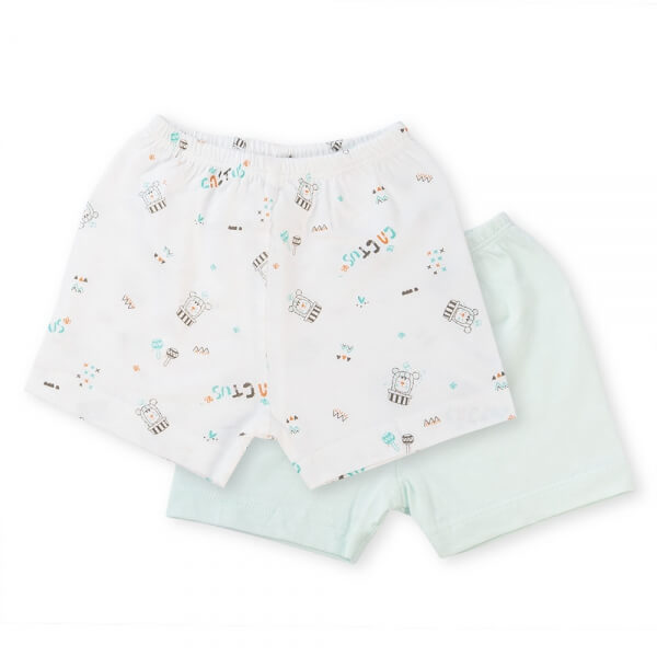 Cặp quần ss ngắn Animo NB422056 (0-3M,xanh ngọc-trắng)