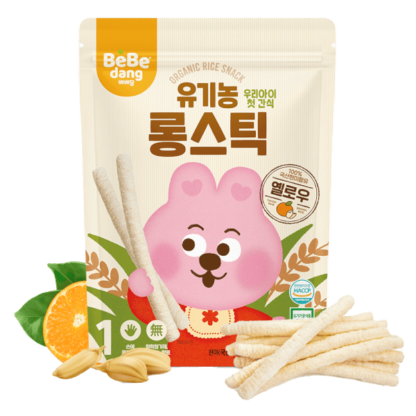 Bánh Gạo Lứt Hữu Cơ Bebedang Hình Que Dài Vị Quýt & Gạo Lứt