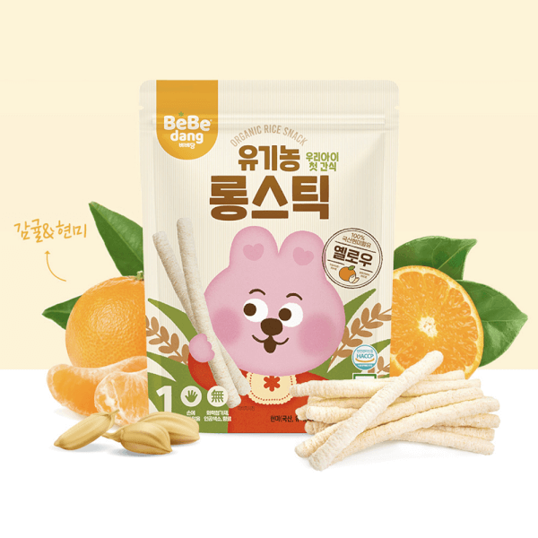 Combo 2 Bánh Gạo Lứt Hữu Cơ Bebedang Hình Que Dài Vị Quýt & Gạo Lứt