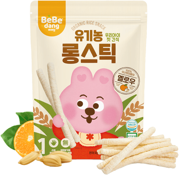 Bánh Gạo Lứt Hữu Cơ Bebedang Hình Que Dài Vị Quýt & Gạo Lứt