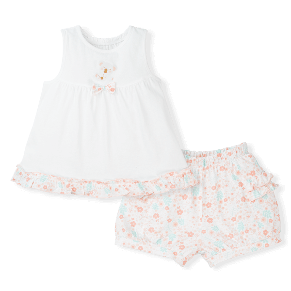 Bộ bé gái ngắn Gấu Koala Animo TQ523032 (6M-6Y,Trắng phối hoa)