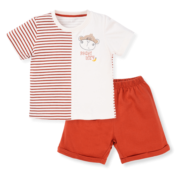 Bộ bé trai ngắn BST Khỉ Kháu Khỉnh Animo HN423019 (6M-6Y,Sọc Đỏ)