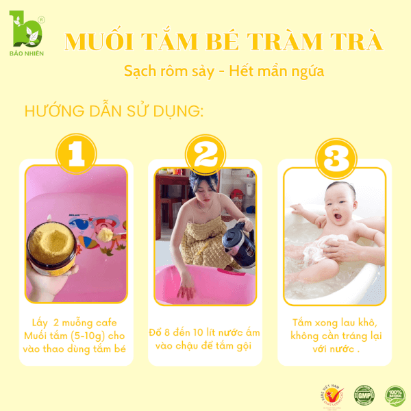 Muối tắm bé tràm trà trị rôm sảy & mẫn ngứa 450g