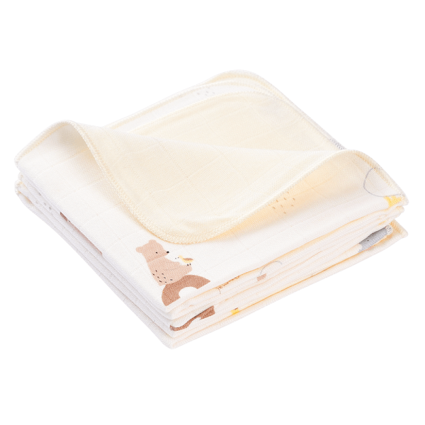 Khăn gạc sợi tre 4 lớp Animo T2304_NBA004 (25x25cm,5 cái) (giao màu ngẫu nhiên)