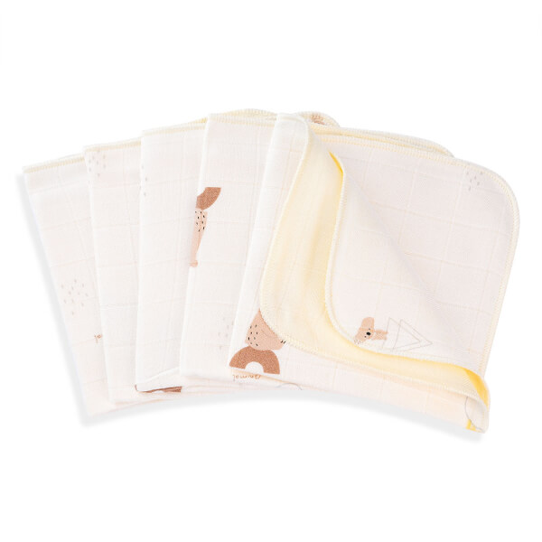 Khăn gạc sợi tre 4 lớp Animo T2304_NBA004 (25x25cm,5 cái) (giao màu ngẫu nhiên)