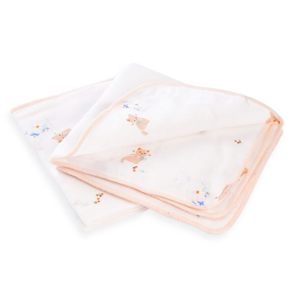 Khăn gạc in hình 4 lớp Cotton Animo T2304_NBA003 (25x28cm,5 cái) (giao màu ngẫu nhiên)