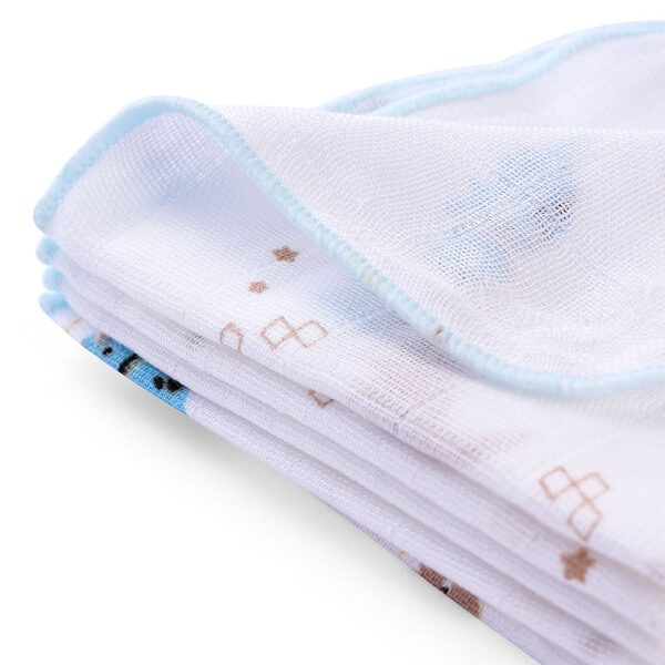 Khăn gạc in hình 4 lớp Cotton Animo T2304_NBA003 (25x28cm,5 cái) (giao màu ngẫu nhiên)