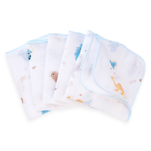 Khăn gạc in hình 4 lớp Cotton Animo T2304_NBA003 (25x28cm,5 cái) (giao màu ngẫu nhiên)