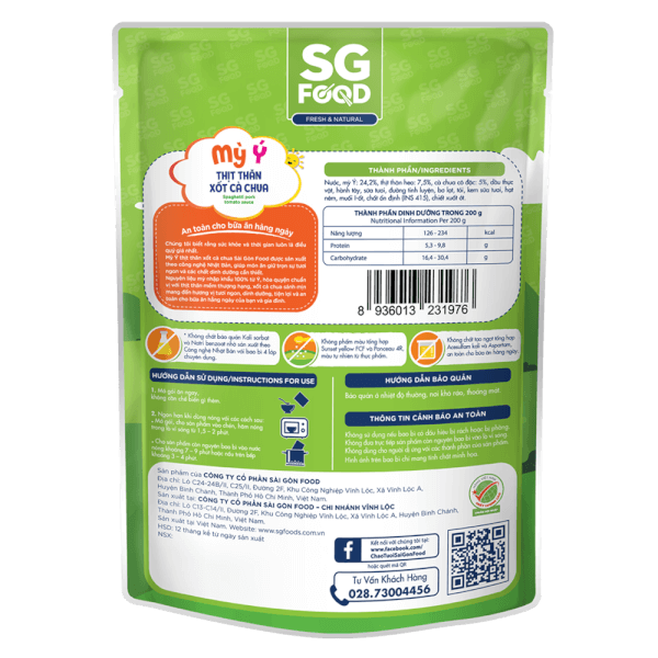 Mỳ Ý thịt thăn xốt cà chua SG Food 200g