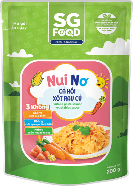Nui nơ cá hồi xốt rau củ SG Food 200g