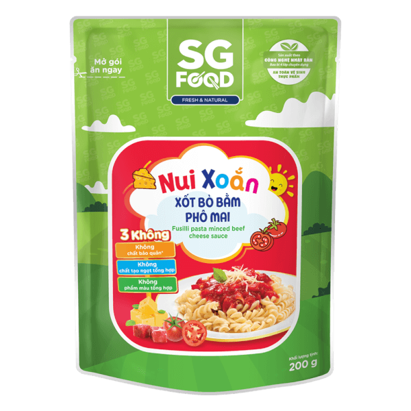 Nui xoắn xốt bò bằm phô mai SG Food 200g