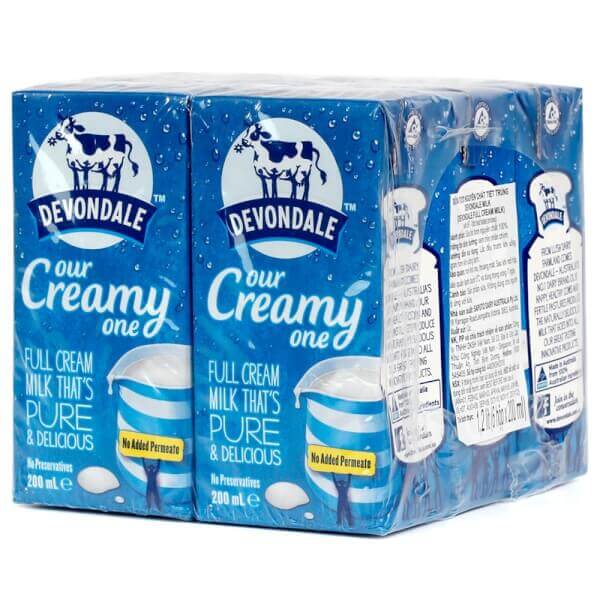 Sữa tươi nguyên chất tiệt trùng DEVONDALE MILK 200ml - Lốc 6 hộp