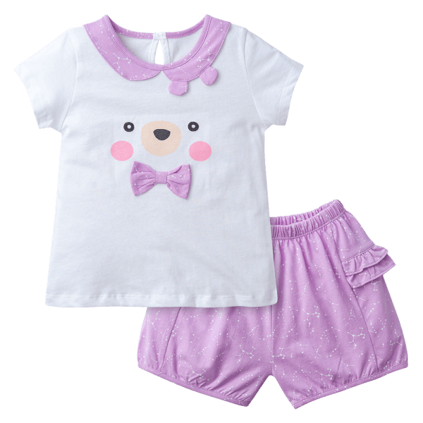 Bộ bé gái ngắn BST Gấu ngọt ngào Animo BH423002 (6M-6Y,Trắng)