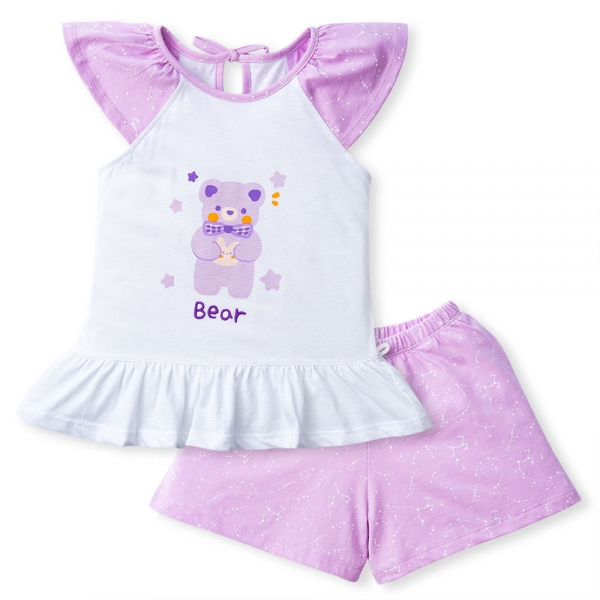 Bộ bé gái ngắn BST Gấu ngọt ngào Animo BH423004 (6M-6Y,Trắng)