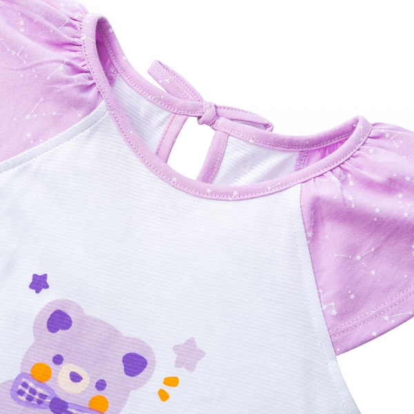 Bộ bé gái ngắn BST Gấu ngọt ngào Animo BH423004 (6M-6Y,Trắng)