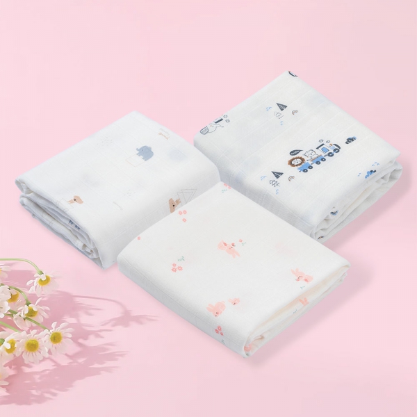 Combo 2 Khăn gạc tắm sợi tre 2 lớp Animo T2304_NBA006 (90x90cm,1 cái) (giao màu ngẫu nhiên)