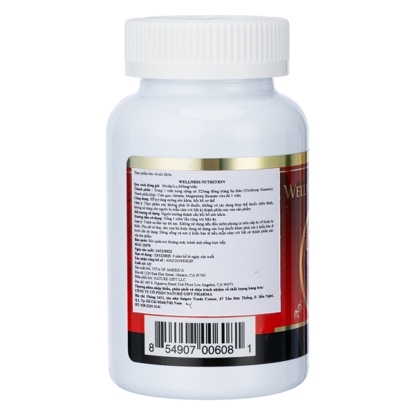 Viên đông trùng hạ thảo Wellness Nutrition Nature Gift (hộp 90 viên)