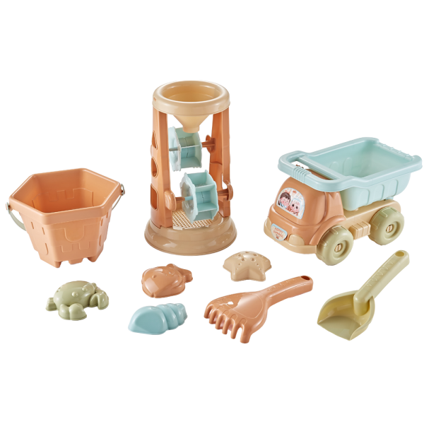 Đồ chơi đi biển guồng quay cát, xe tải chở cát kèm dụng cụ 9 pcs JS060292 C2305