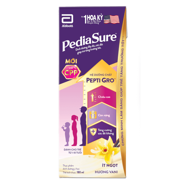 Combo 3 Thùng Thực phẩm dinh dưỡng y học cho trẻ 1-10 tuổi: Pediasure hương vani (180ml) (Lốc 4)