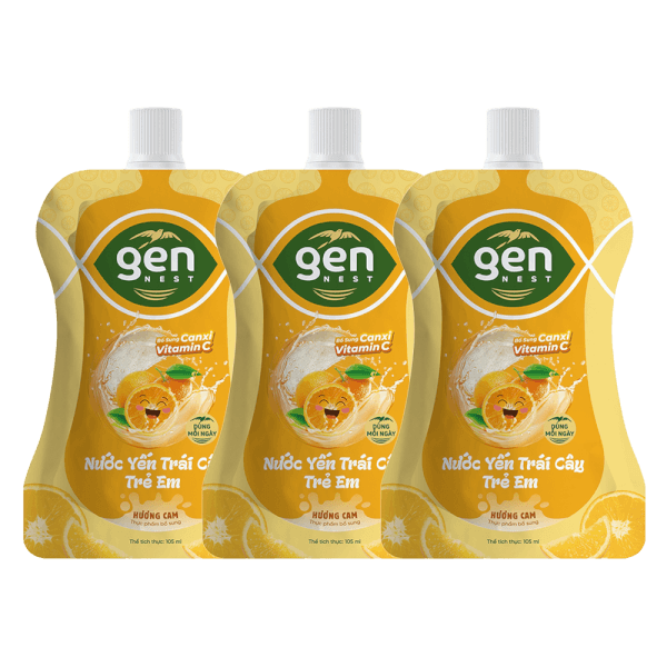 Combo 3 TUI  NUOC YEN GENNEST 105ML 5% Trẻ em Hương Cam