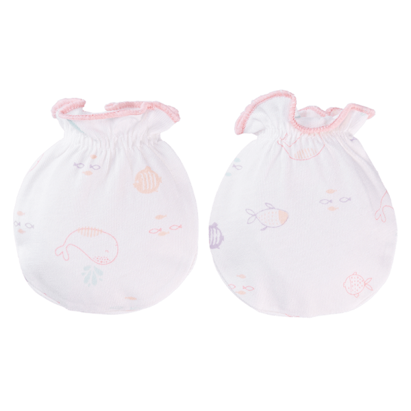 Bộ bao tay chân sơ sinh thun Animo BA1022042 (NB,Hồng họa tiết)