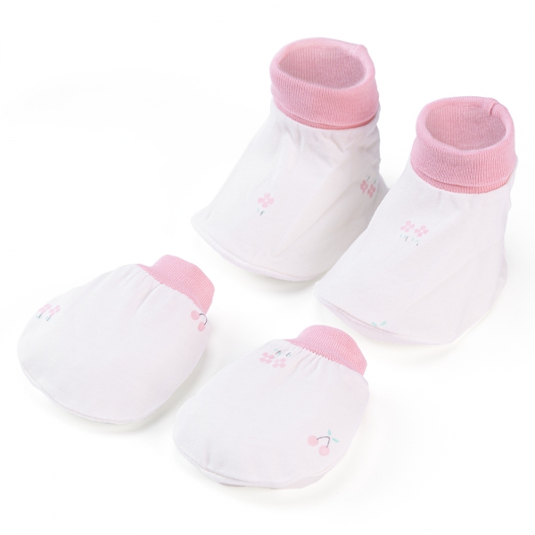 Bộ bao tay chân sơ sinh bo Animo BA1022034 (NB,Hồng họa tiết)