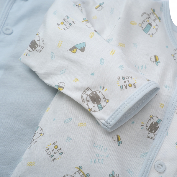 Cặp áo sơ sinh cài giữa tay dài Animo KV422076 (NB-12M,Xanh biển)