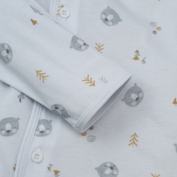 Cặp áo sơ sinh cài chéo tay dài Animo KV422062 (NB-12M,Xám)