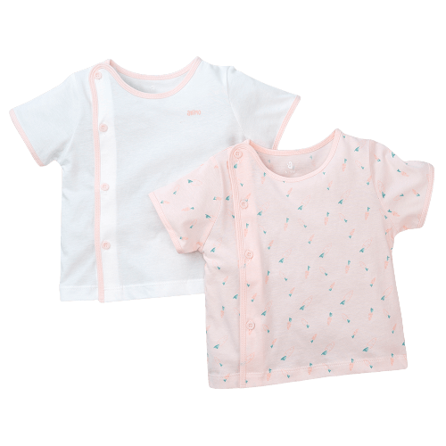 Cặp áo sơ sinh cài chéo tay ngắn Animo KV422056 (NB-12M,Hồng)
