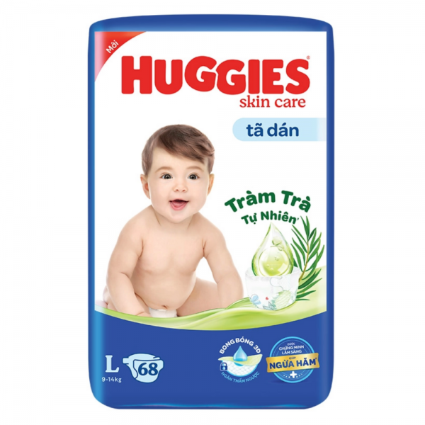 Tã dán Huggies Skincare cực đại (L,  9 - 14kg, 68 miếng)