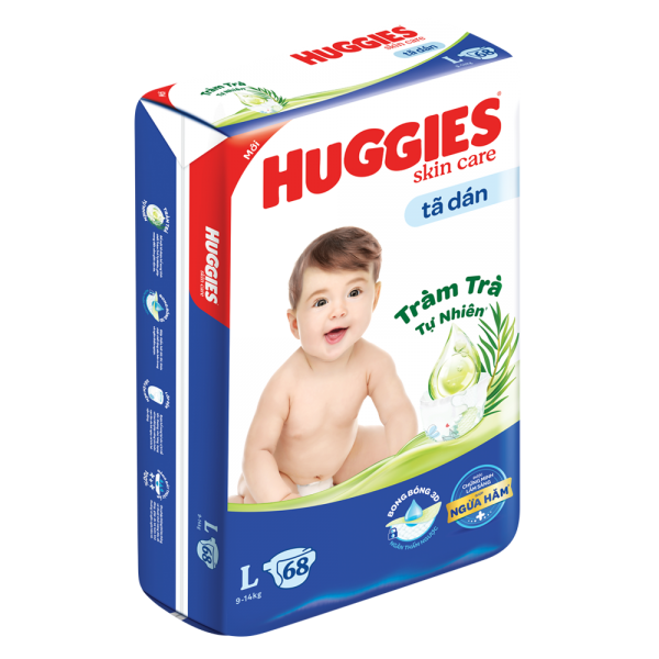 Tã dán Huggies Skincare cực đại (L,  9 - 14kg, 68 miếng)
