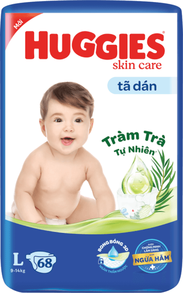 Tã dán Huggies Skincare cực đại (L,  9 - 14kg, 68 miếng)
