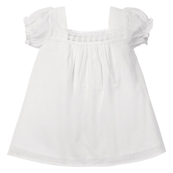 Đầm vải bé gái cổ vuông Animo TX1022026 (6M-3Y,Trắng)
