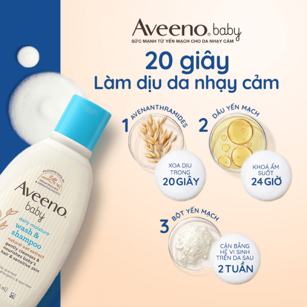 Combo 2 Sữa tắm gội toàn thân cho bé Aveeno Baby Lightly Scented 236ml