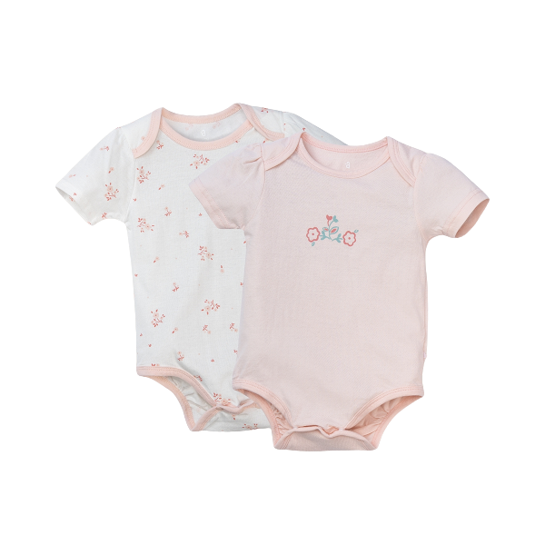 Set 2 bodysuit tam giác Ht hoa Animo M522002-17 (3-6M,hồng)