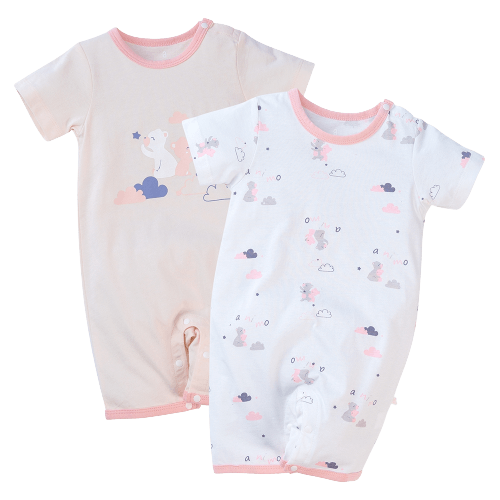 Set 2 body đùi bé gấu Animo NB522015 (0-12M, Hồng Trắng)