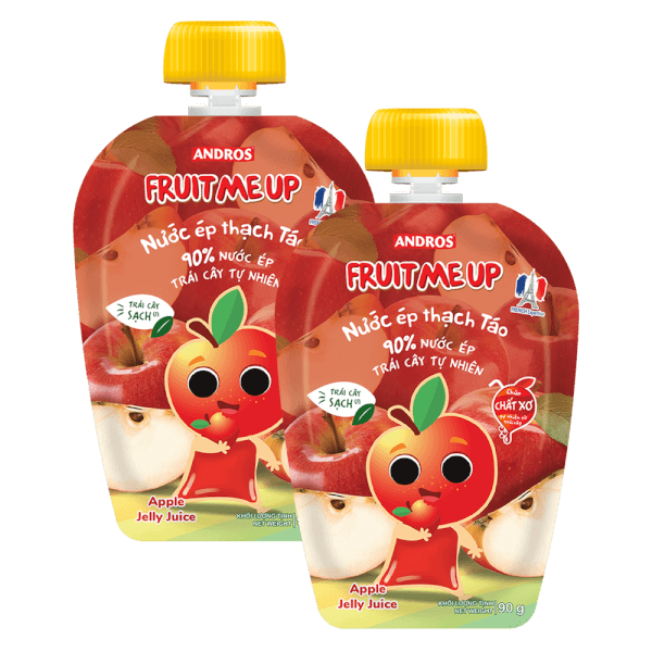 Combo 2 FRUIT ME UP NƯỚC ÉP THẠCH TÁO TÚI 90G/ FRUIT ME UP APPLE JELLY JUICE 90G