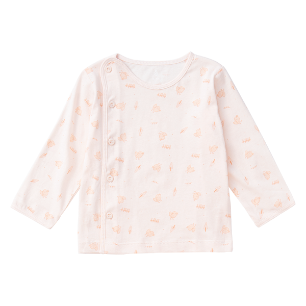 Cặp áo sơ sinh cài chéo tay dài Animo KV223016 (NB-12M,Cam họa tiết_Trắng)