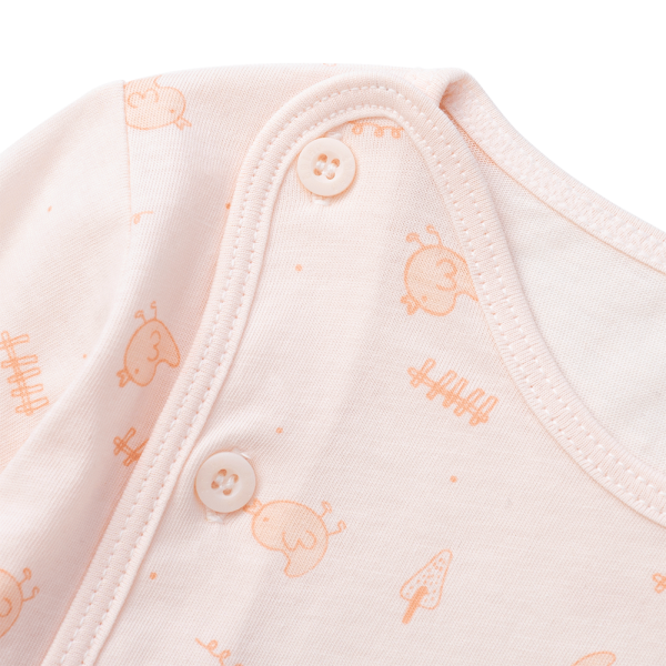 Cặp áo sơ sinh cài chéo tay dài Animo KV223016 (NB-12M,Cam họa tiết_Trắng)