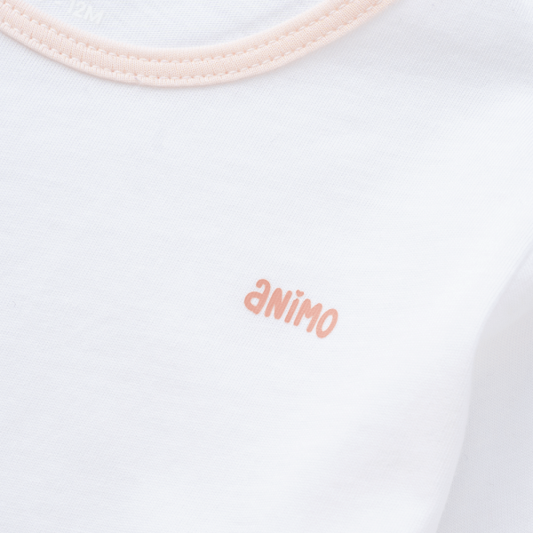 Cặp áo sơ sinh cài chéo tay dài Animo KV223016 (NB-12M,Cam họa tiết_Trắng)