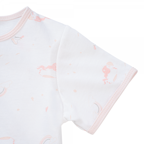 Cặp áo sơ sinh cài giữa tay ngắn Animo KV223017 (NB-12M,Trắng họa tiết_Hồng)